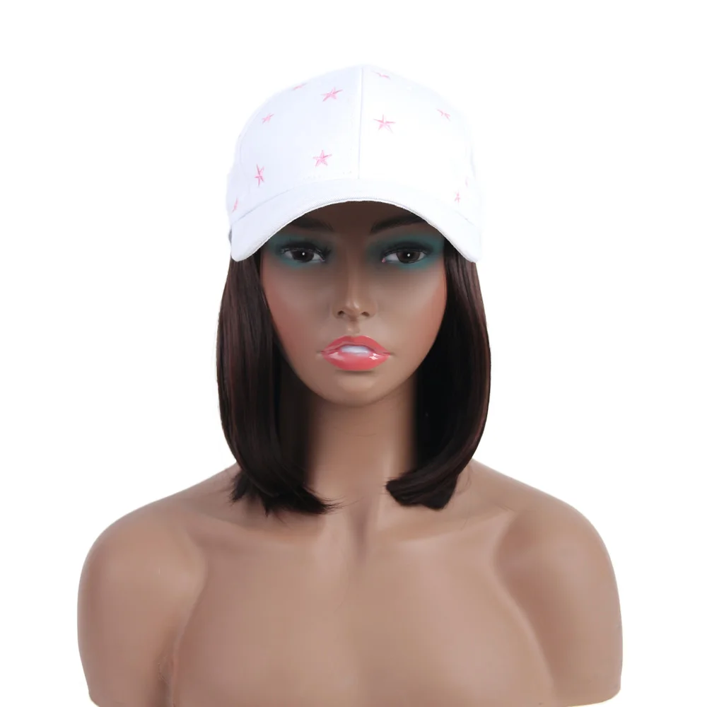 Бейсболка с коротким синтетическим Бобом парик из прямых/волнистых волос черный