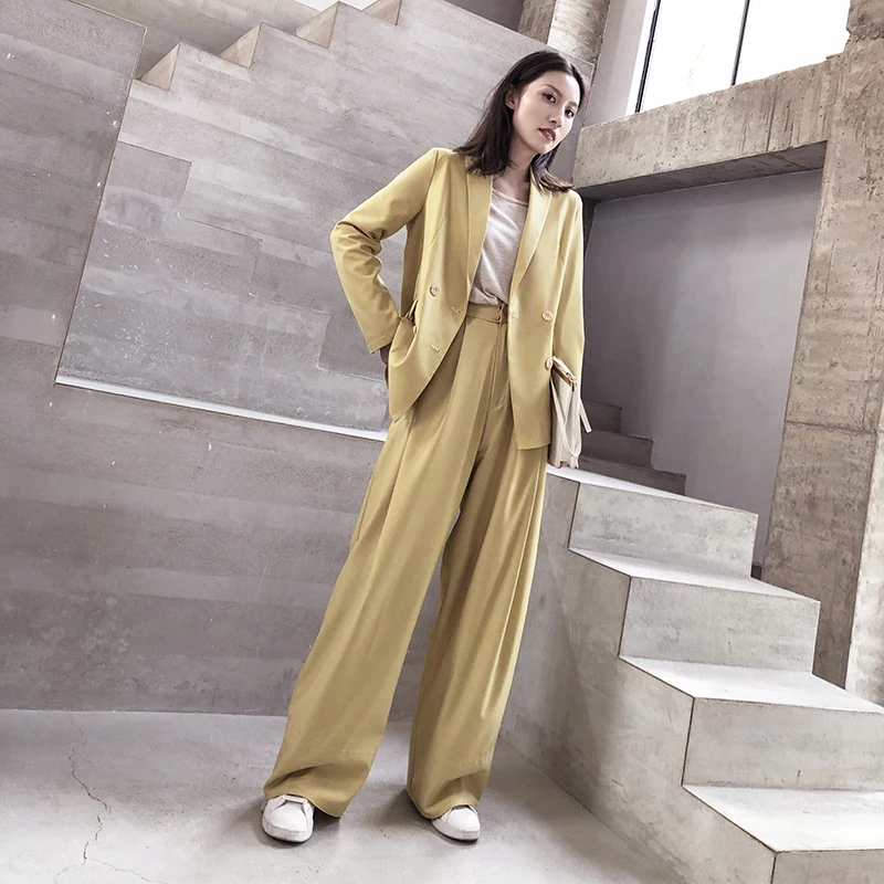 Женские брючные костюмы свободные повседневные блейзер пиджак женский комплект
