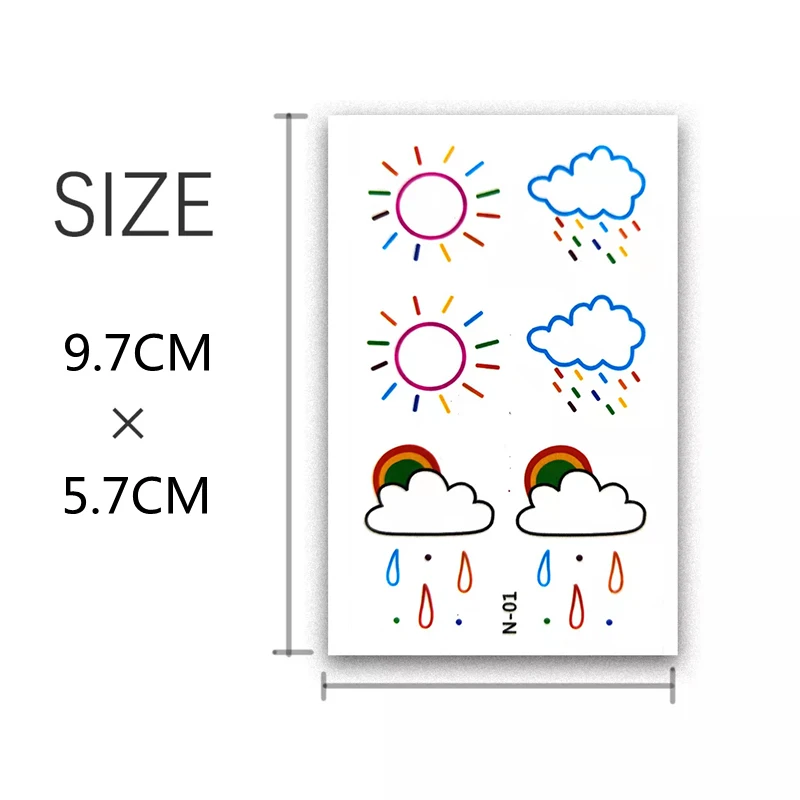 2Pcs Waterproof Tattoo Stickers Cute Colorful Expression Rainbow Girl Temporary Transferable Sticker Disposable Decorative Art
