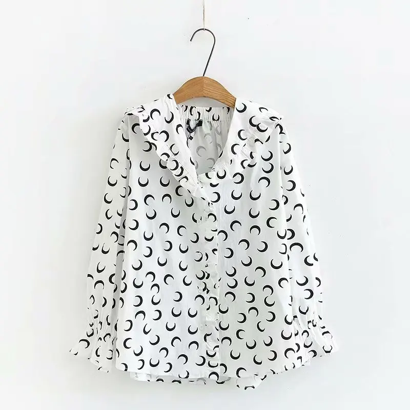 

moon print chiffon women loose blouse 2020 new spring summer casual ladies soft pullover shirts female tops plus size
