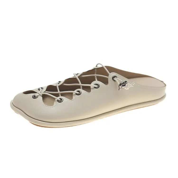 

Female Shoes Slippers Flat Fretwork Heels Loafers Slides Low Fashion 2021 Summer Luxury Fabric Rubber Basic PU Hoof Low Shoes Wo