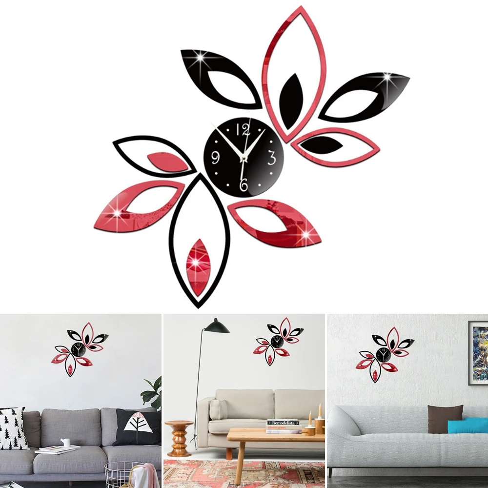 Красный Черный лотос 3D зеркальный настенный стикер акриловый материал для дома