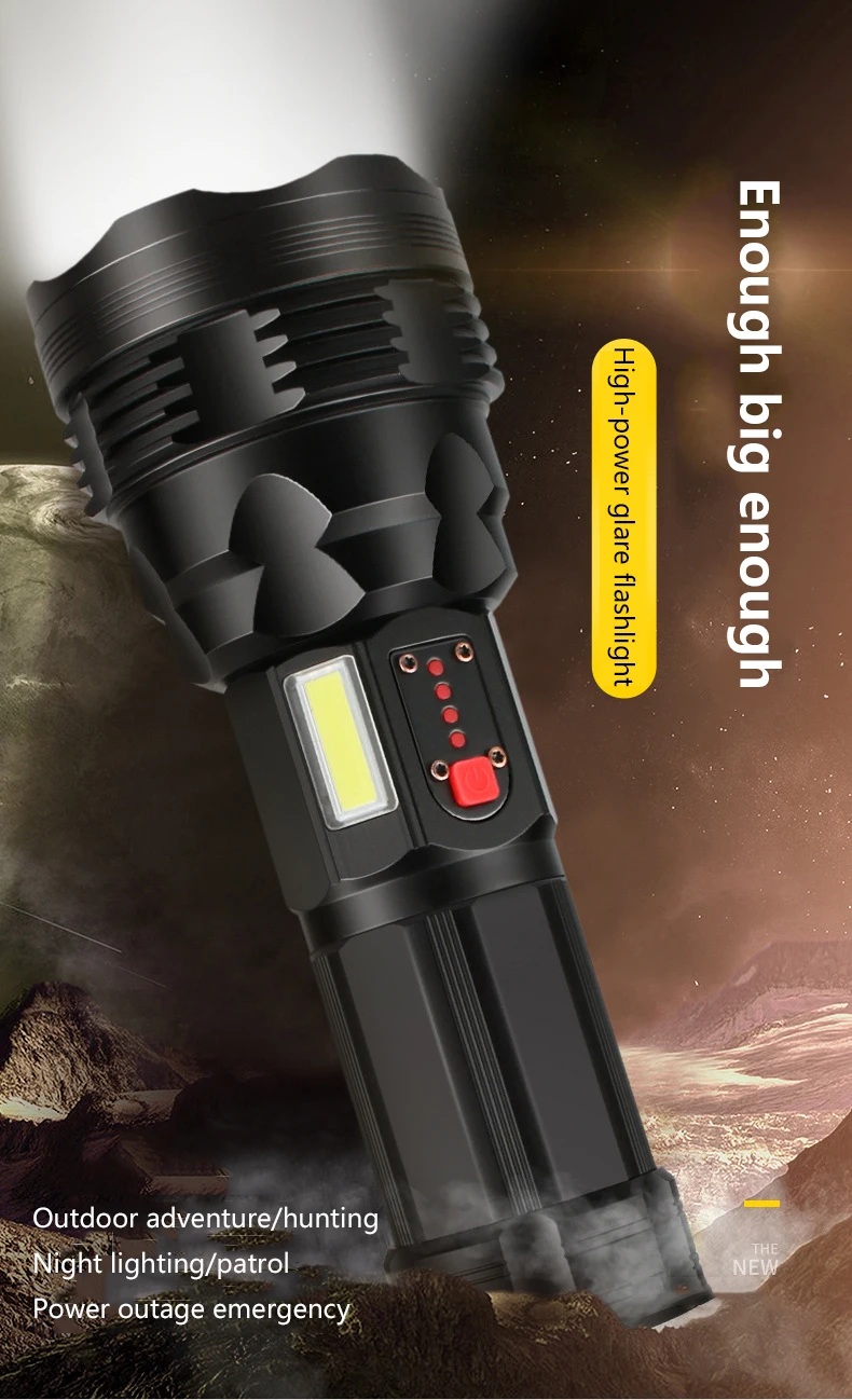 Тактический фонарь Cree xhp70.2, перезаряжаемый, длинный, 4200 люменов, 8000 мАч, большая емкость, литиевая батарея, мощный светодиодный фонарь