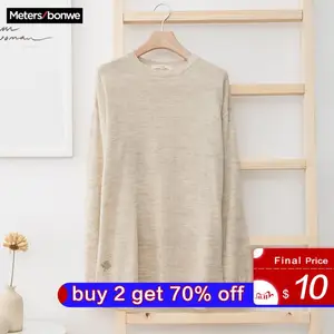 Metersbonwe Новый брендовый льняной свитер для мужчин, Осенний модный вязаный мужской хлопковый свитер с длинным рукавом, одежда высокого качества