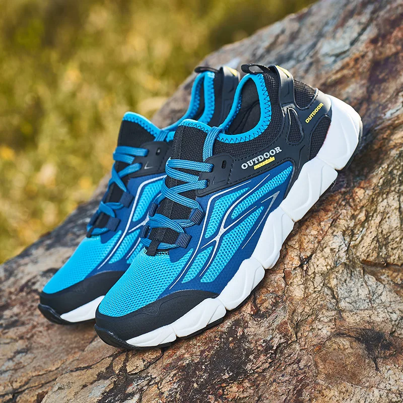 Кроссовки мужские и женские сетчатые дышащие на шнуровке для активного отдыха