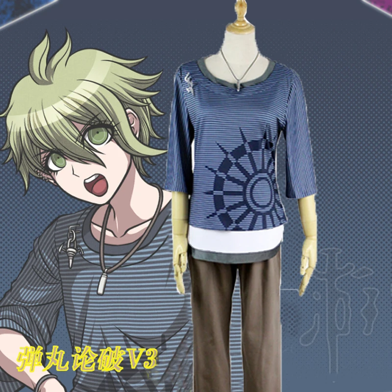 

Dangan Ronpa Rantaro Amami костюм для косплея для мужчин Униформа Danganronpa V3:Killing Harmony Топы Брюки ожерелье парик костюмы C98M10