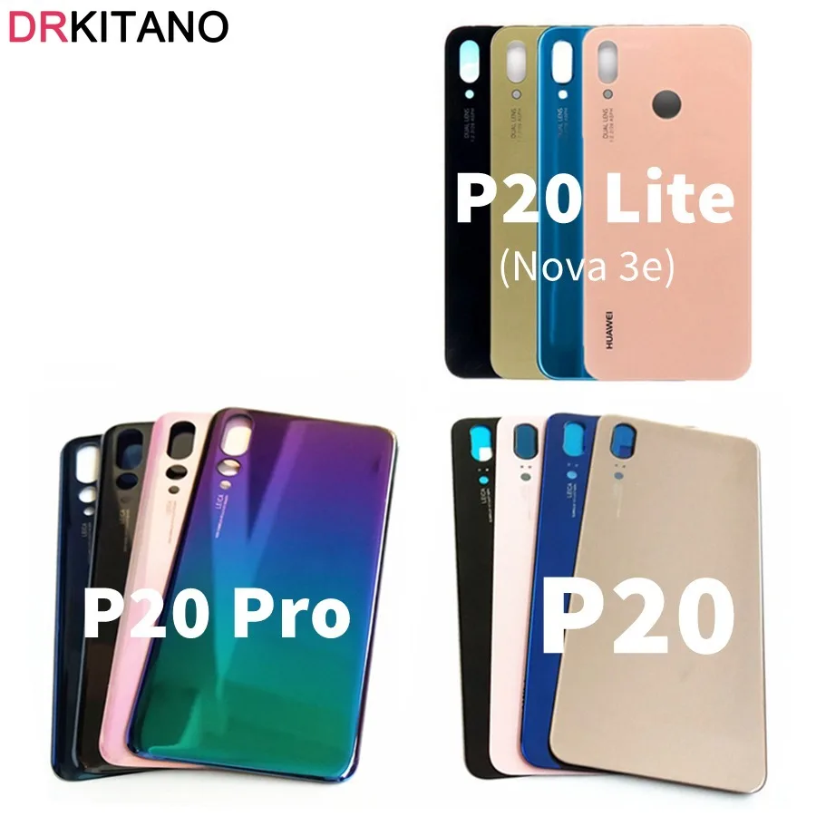 Для huawei P20 Pro Крышка батарейного отсека задняя дверь Корпус Задняя стеклянная панель для huawei P20 Lite Крышка батарейного отсека Nova 3e Замена
