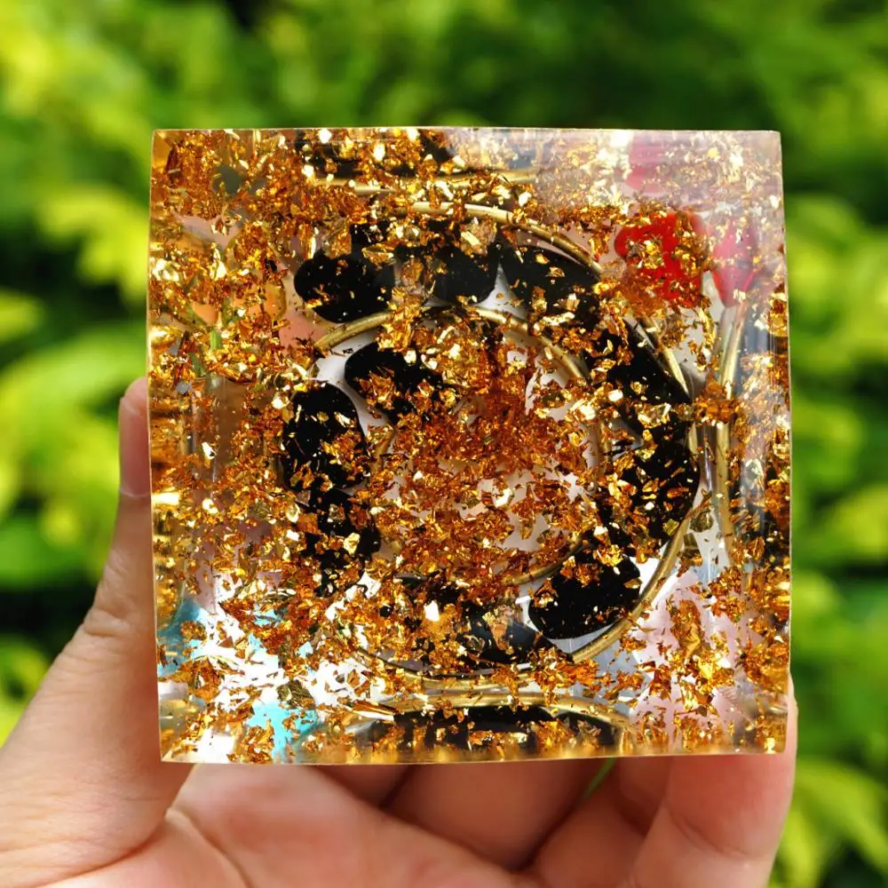 Ручная работа тигровый глаз Хрустальная Сфера ОРГОН пирамида 60 мм чакра обсидиан