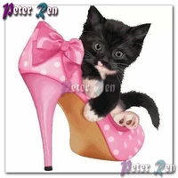 5d animal diamond painting embroider black cat in pink high heels diy square or round cross stitch home decoration present