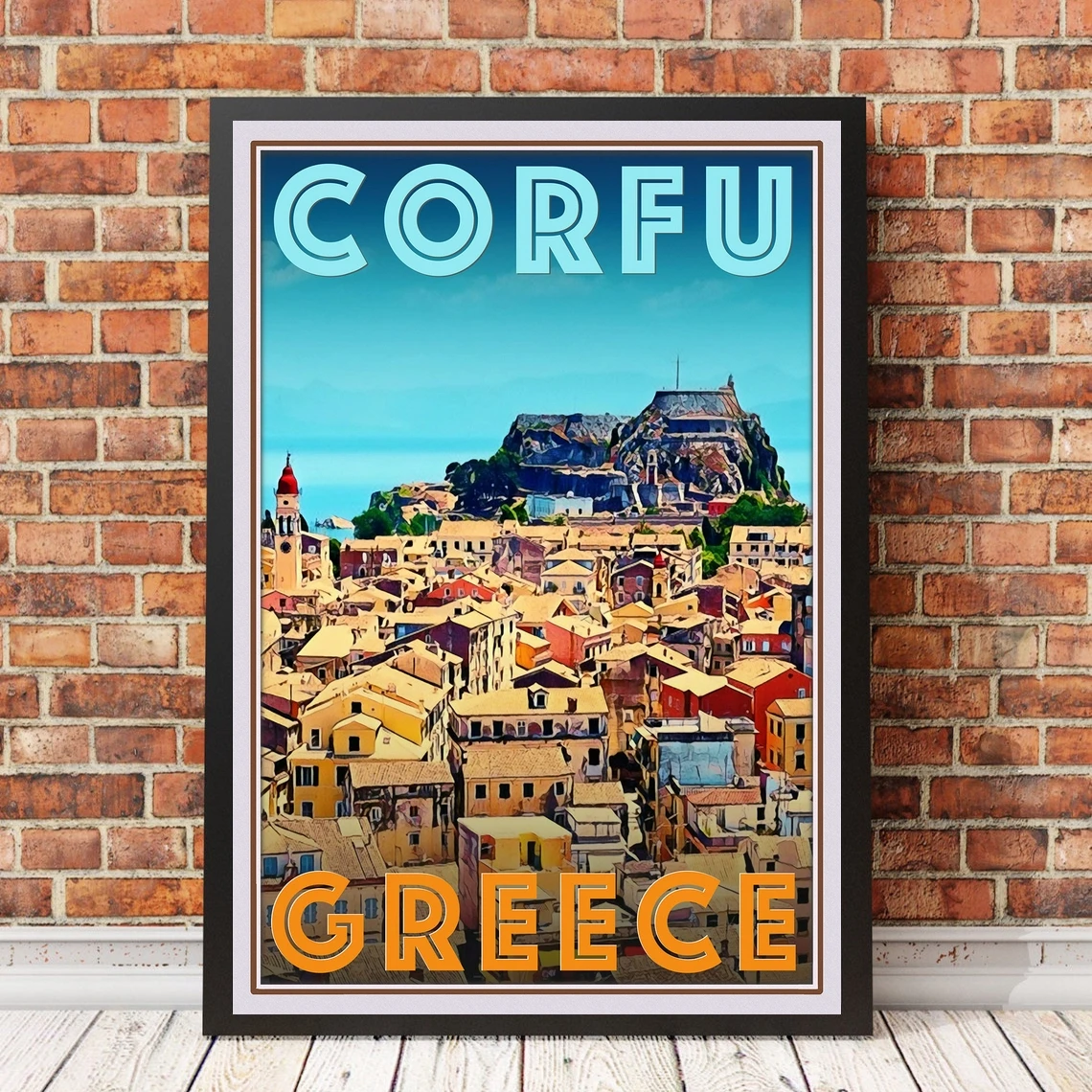 

Retro Vintage Style Travel Poster Or Canvas Picture - Corfu Greece Home Decoration Painting (No Frame)