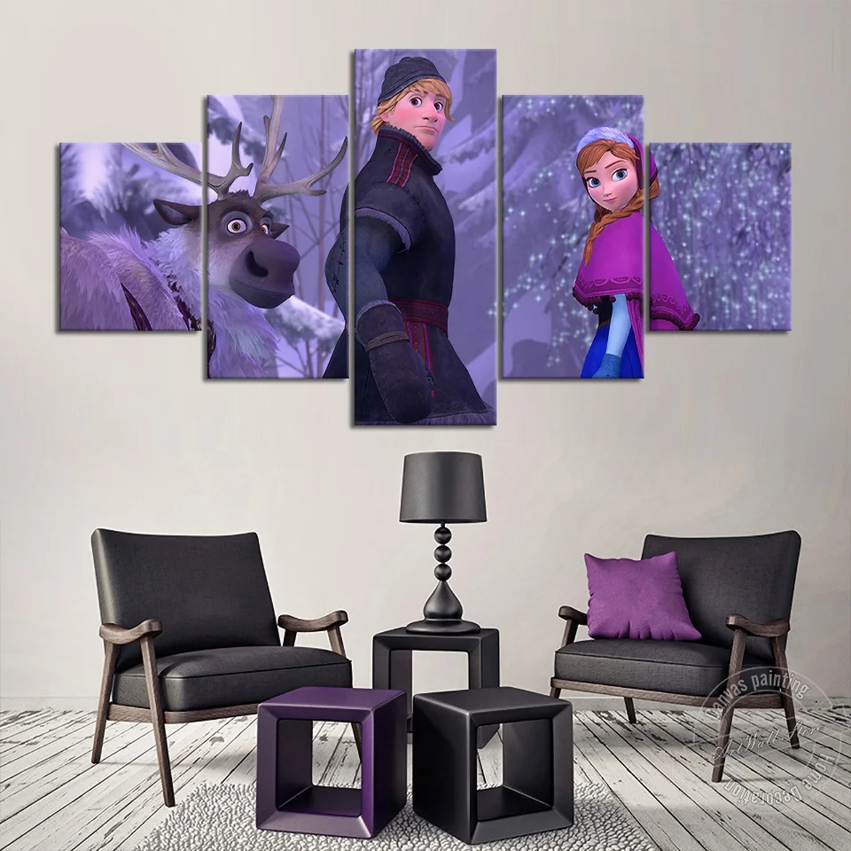 

Without Frame Frozen 2 Cartoon Painting Children Room Decor Kristoff&Anna Wall Art Picture Babys Room Wall Decor Sticker Gifts