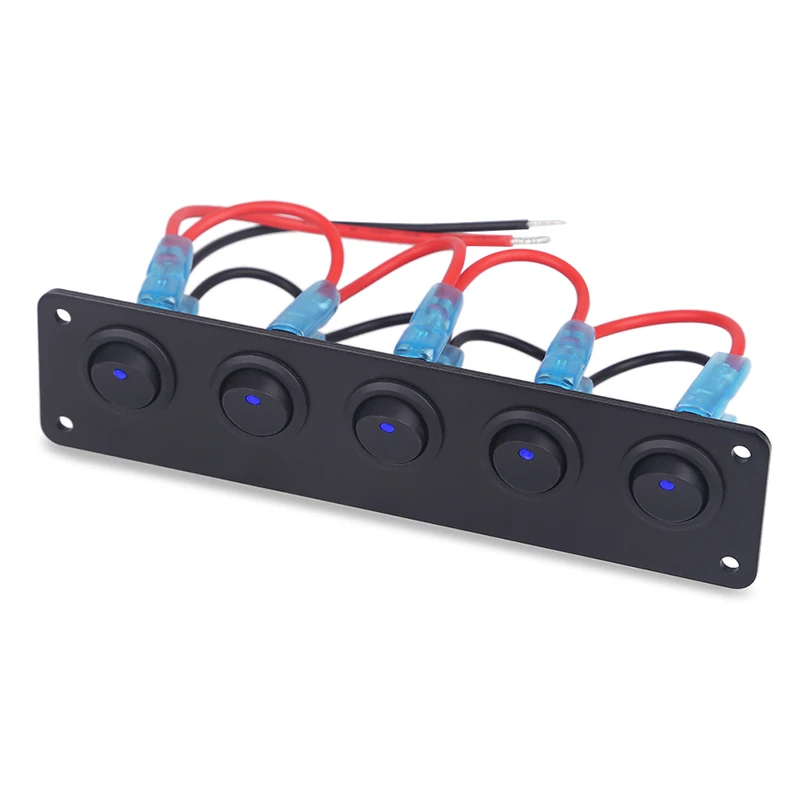 12В 24В синий светодиод 5 банд круглый Кулисный переключатель панель для RV лодки