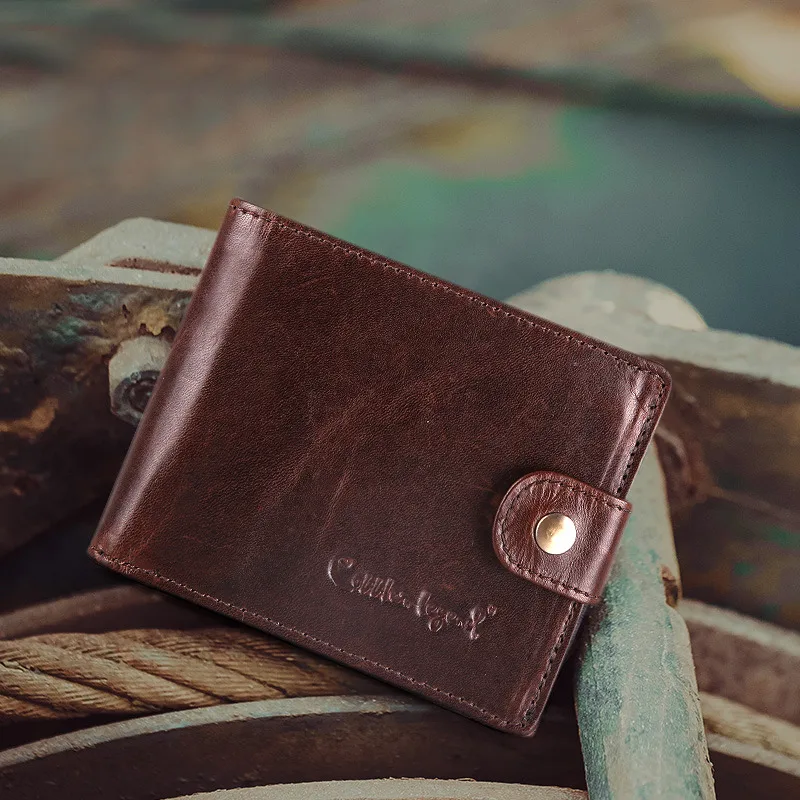 Cobble Luxury Designer Men Wallet Genuine Leather Short Clutch  Male Hasp Vintage Purse Coin Pouch Multi-functional Cards Pocket