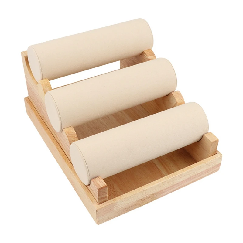 

Деревянные 3 яруса кружевных часы-браслет стенд держатель Витрина для ювелирных изделий Дисплей хранения ожерелье браслет-Органайзер