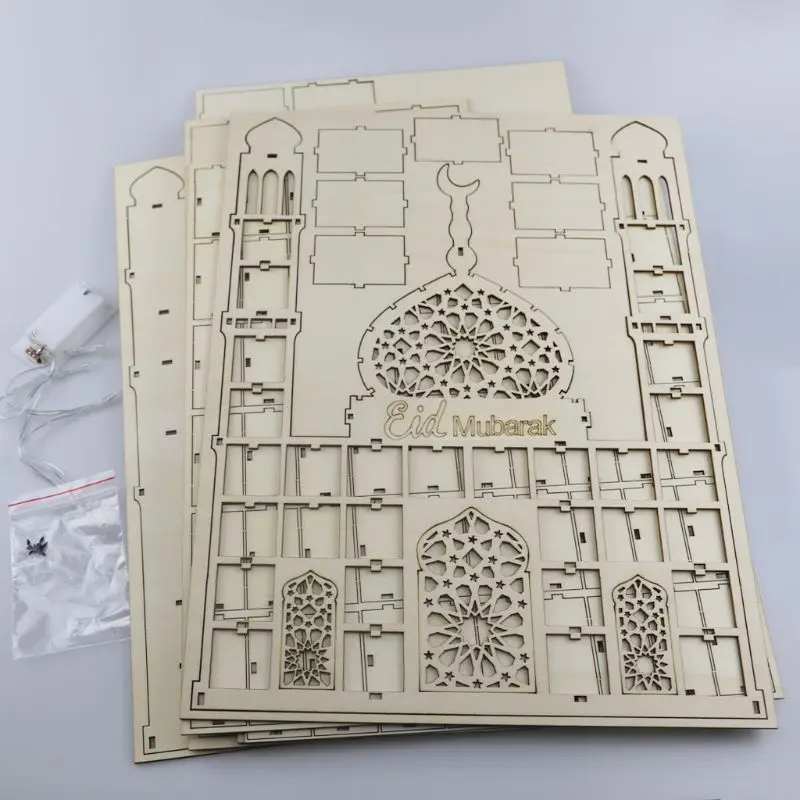 

Eid Mubarak Countdown Calendar DIY Ramadan Ornaments Wooden Drawer Party Decor 652A
