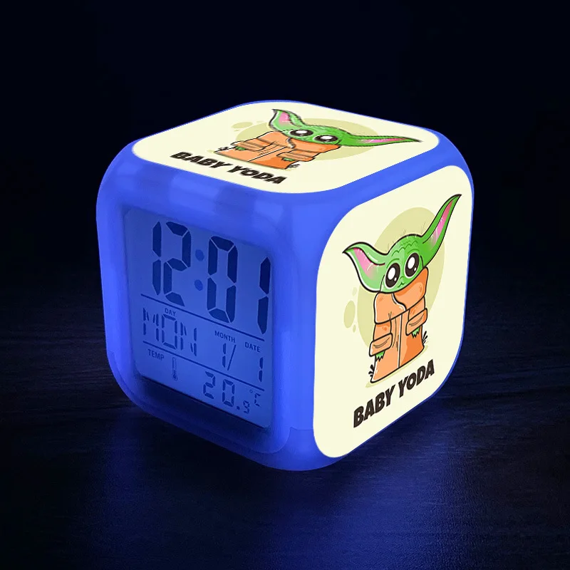 Будильник Детский Yoda цифровой светодиодный ночсветильник с мандалором 7 цветов