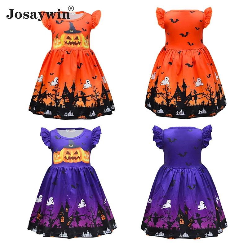 

Baby Dress for Girls Halloween Print Ghost Pumpkin Vestidos Children Clothes O-neck Casual Robe Femme Kids Baby Girl Clothing
