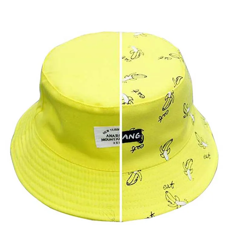 

AB Size 2018 Spring Unisex Women Cotton Bucket Hats Summer Sun Beach Caps Men Black Panama Hats Gorro for Female Banana Caps
