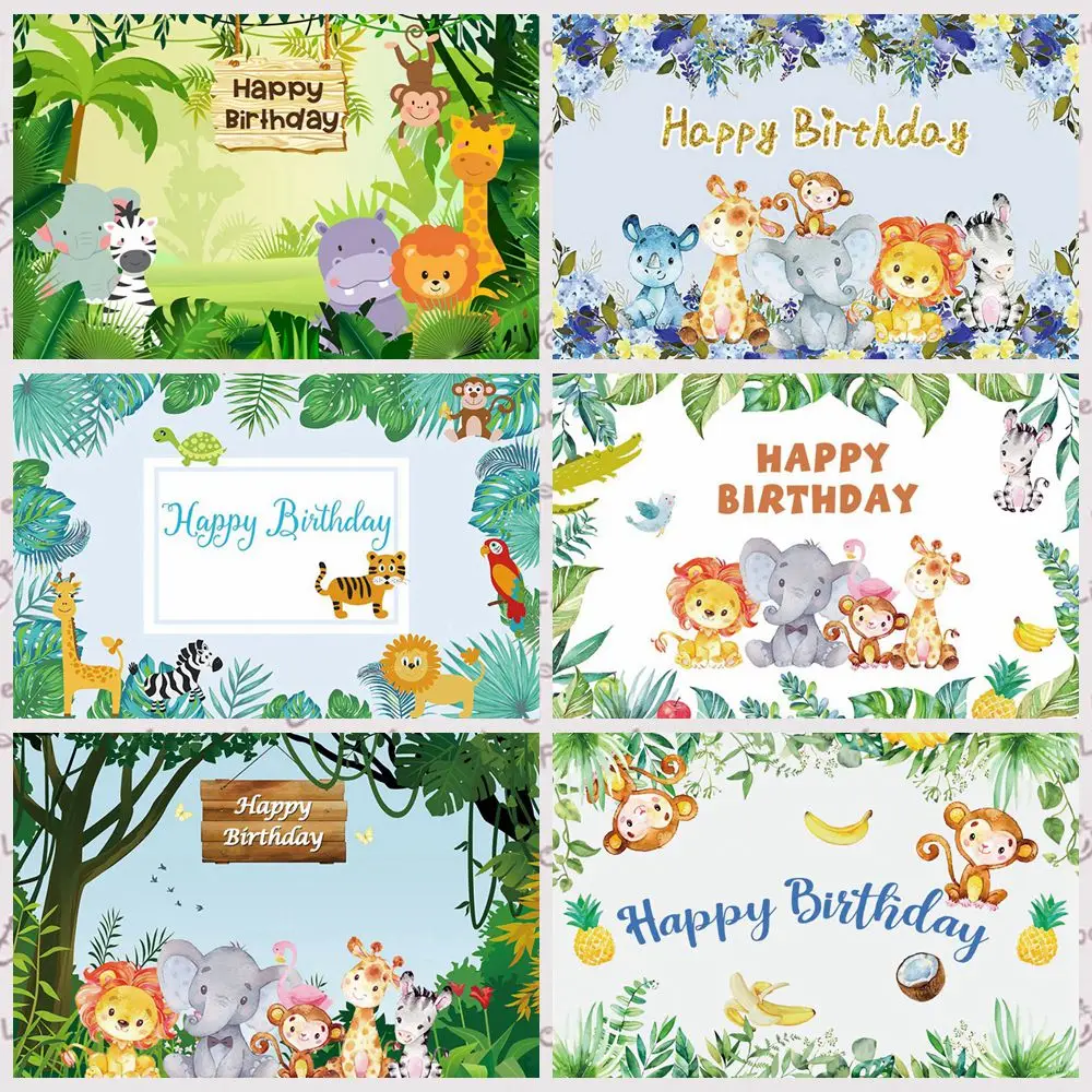 Задний фон Yeele с темой джунглей для 1 го дня рождения сафари животных зоопарка