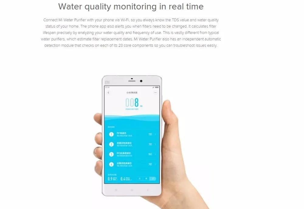 Очиститель воды Xiaomi, очиститель воды для дома, фильтры для воды, чистая вода для здоровья и Wi-Fi, приложение для телефона Android IOS