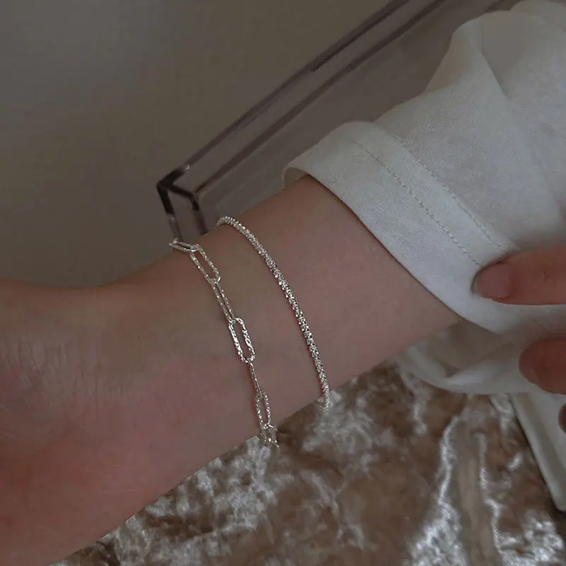 

925 Sterling Silver Plated Sparkling Bracelet Women Ins Niche Design Light Luxury High-level Exquisite Minimalist Cool