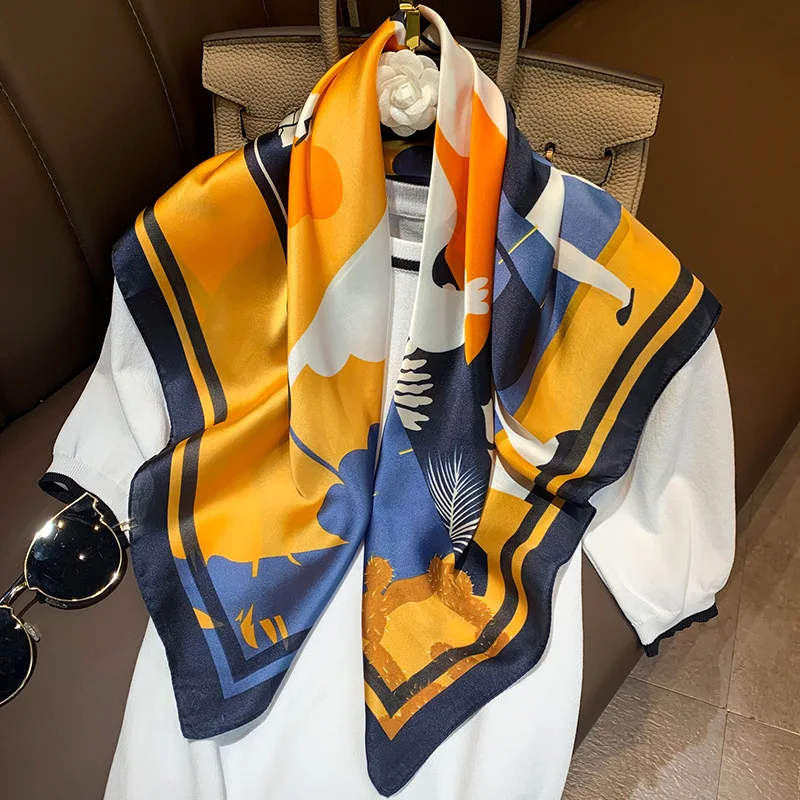 Элегантный женский Шелковый Атласный хиджаб шарф для волос Маленькая шаль