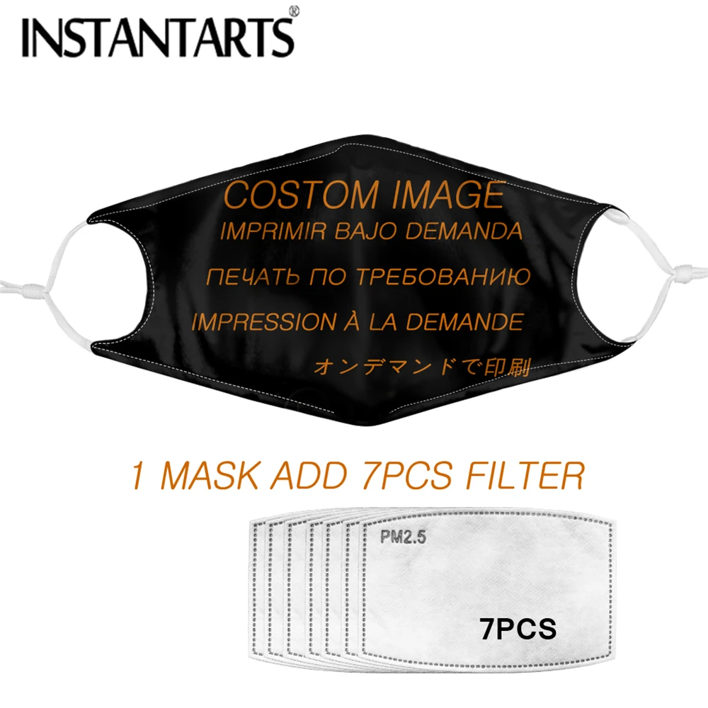 INSTANTARTS/Женская белая маска для рта с рисунком ленивого лица 7 шт. PM2.5 фильтр защита