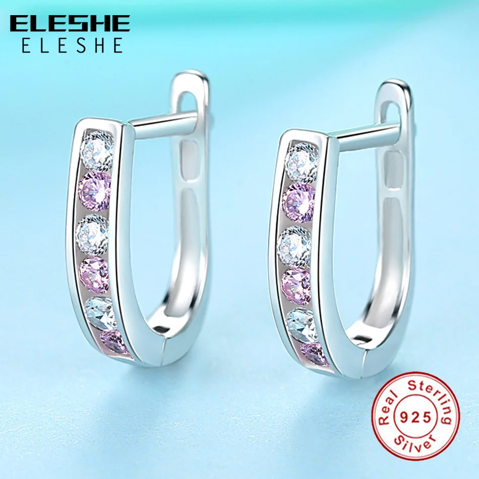 ELESHE/Рождественские ювелирные изделия розовые серьги кольца с прозрачными