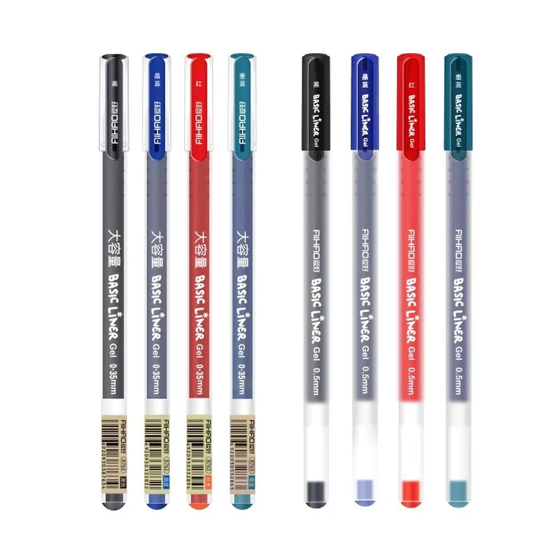 

4 Pcs Basic Liner Roller Ball Pen for Writing Signature 0.5mm Ballpoint 4 Color Gel Ink Pens Office Tools School Supplies