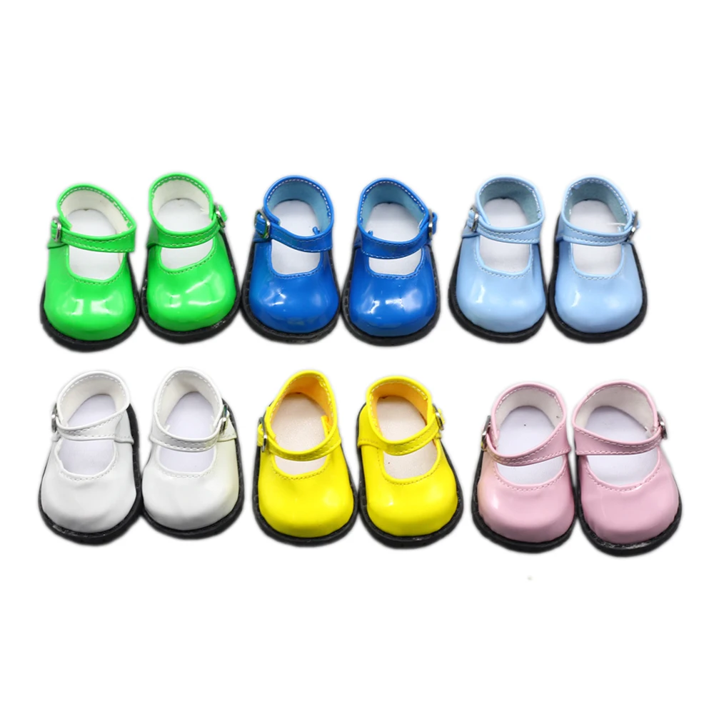 

The Fashion PU Doll Shoes for 18 Inch Girl Doll and 43cm Baby Dolls ，18“ New Born Accessories Toys 7*3.6cm