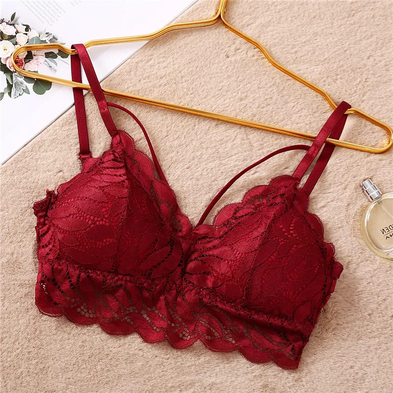 Style 2 Wine red Сексуальный кружевной бюстгальтер без косточек с цветочным принтом, женский бюстгальтер без косточек, модный кружевной бюстгальтер, 6 цветов, комфортное нижнее белье, интимное нижнее белье, Новинка - Цвет: Style 2 Wine red