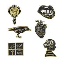 fashion enamel pin badges custom vampire bird window girl magic mirror heart %e2%80%8bbrooches bag clothes lapel pin punk black jewelry