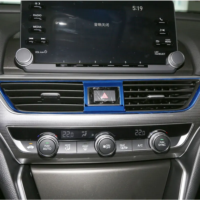 

Blue Titanium Middle Console Air Vent Outlet Cover Frame Trim Fit For Honda Accord 10th 2018 2019 2020 Stainless Steel