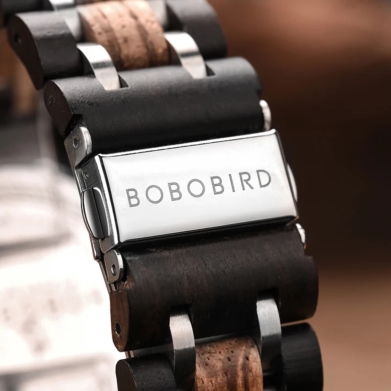 BOBO BIRD relogio masculino часы мужские reloj hombre деревянные наручные часы с хронографом военные часы в подарочной коробке настройки JS18
