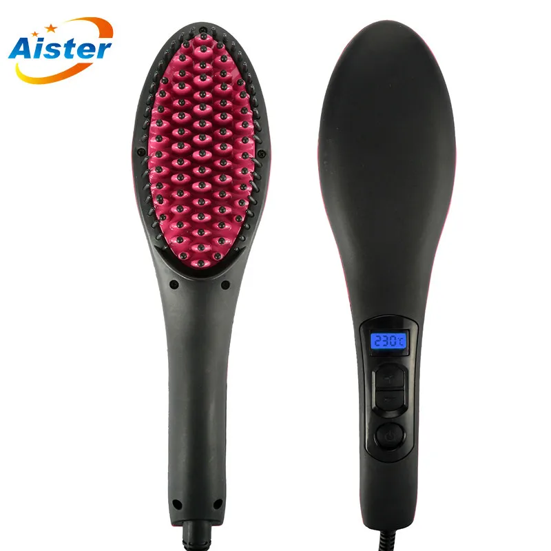 

Ceramic Hair Straightener Brush Fast Straightening Electric Hair Comb Flat Iron LCD Display Digital Heating hair Brush