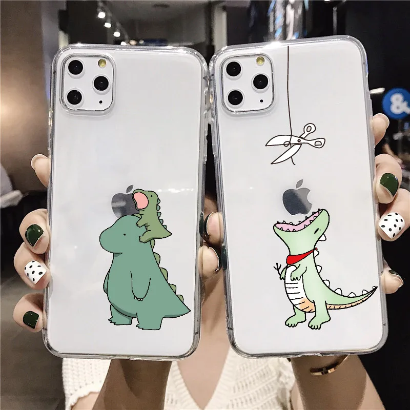 

Cartoon Funny Creative Cute Dinosaur Cat Phone Case For iPhone 14 14ProMax 14Plus 13Promax 13 12 11 Soft Transparent Phone Cover