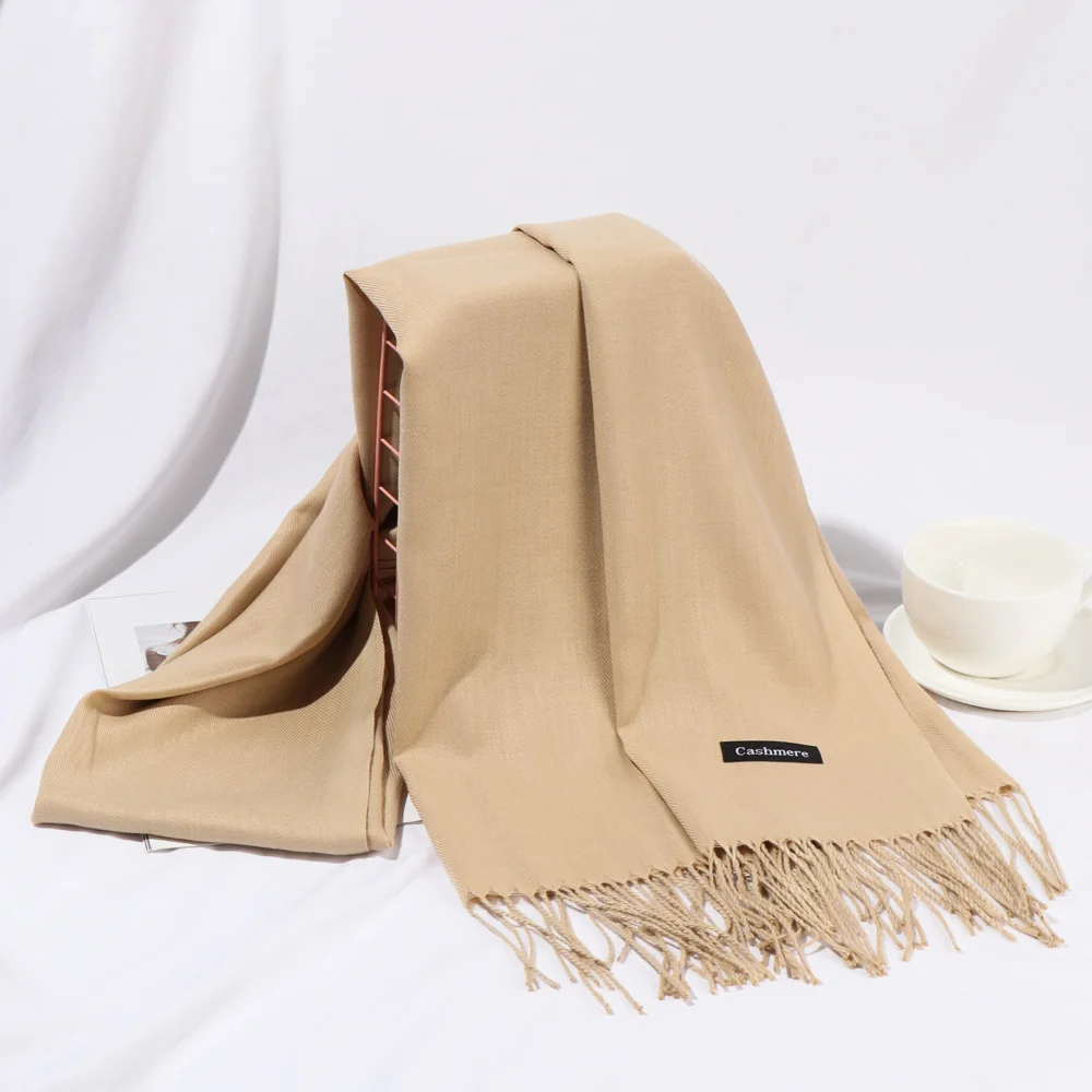 Осенне зимний новый шарф для женщин длинный теплый вязаный кашемировый шаль с