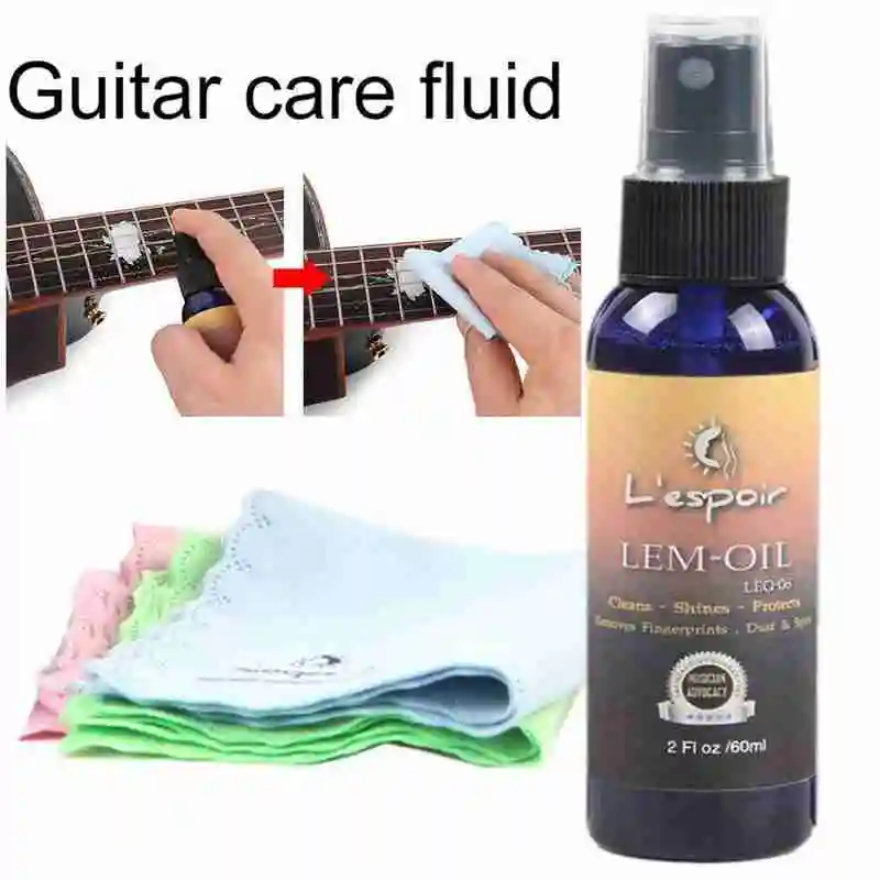 

60ML Guitar Fingerboard Nursing Oil Fretboard Lemon Oil Cleaning Bass Guitar Set Tool Accessories Ukulele Cloth Universal C A4R2