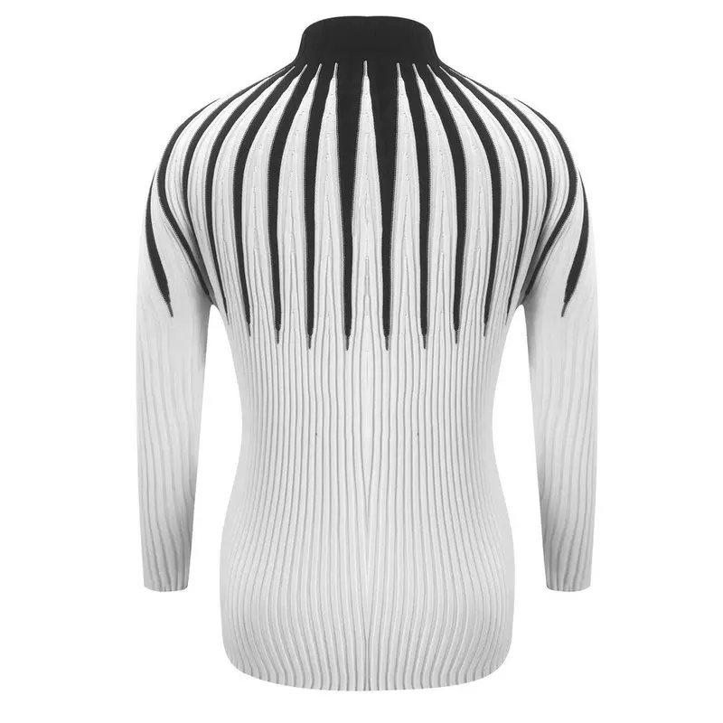 2020 Striped Pullover Autumn Winter Women Stretch Knitted Foldover Sweater Casual Rib Jumper Throat Female Pull Clothing Coat | Женская