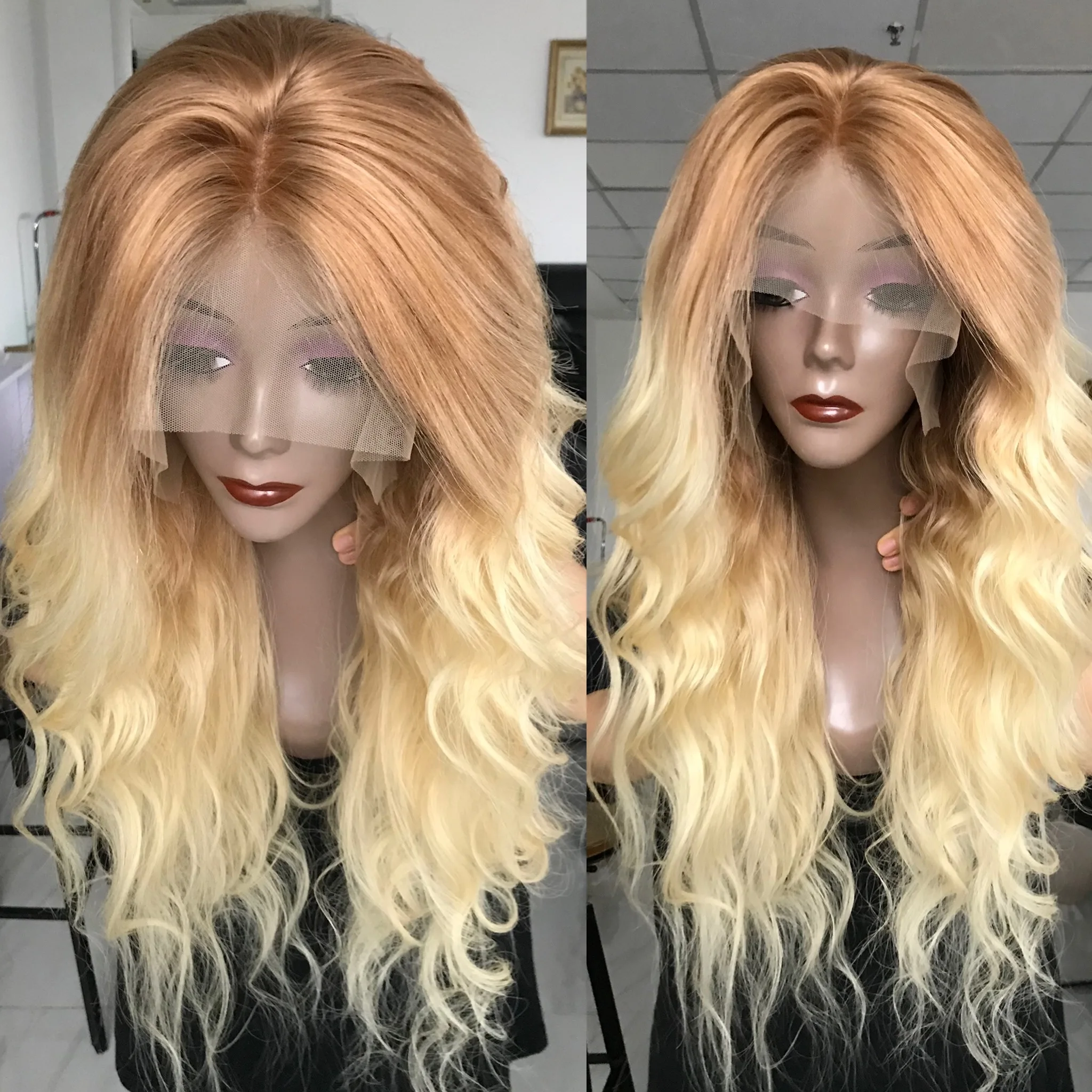 

European Hair Blonde Color 13x4 lace front wig remy hair transparent lace free shipping overnight
