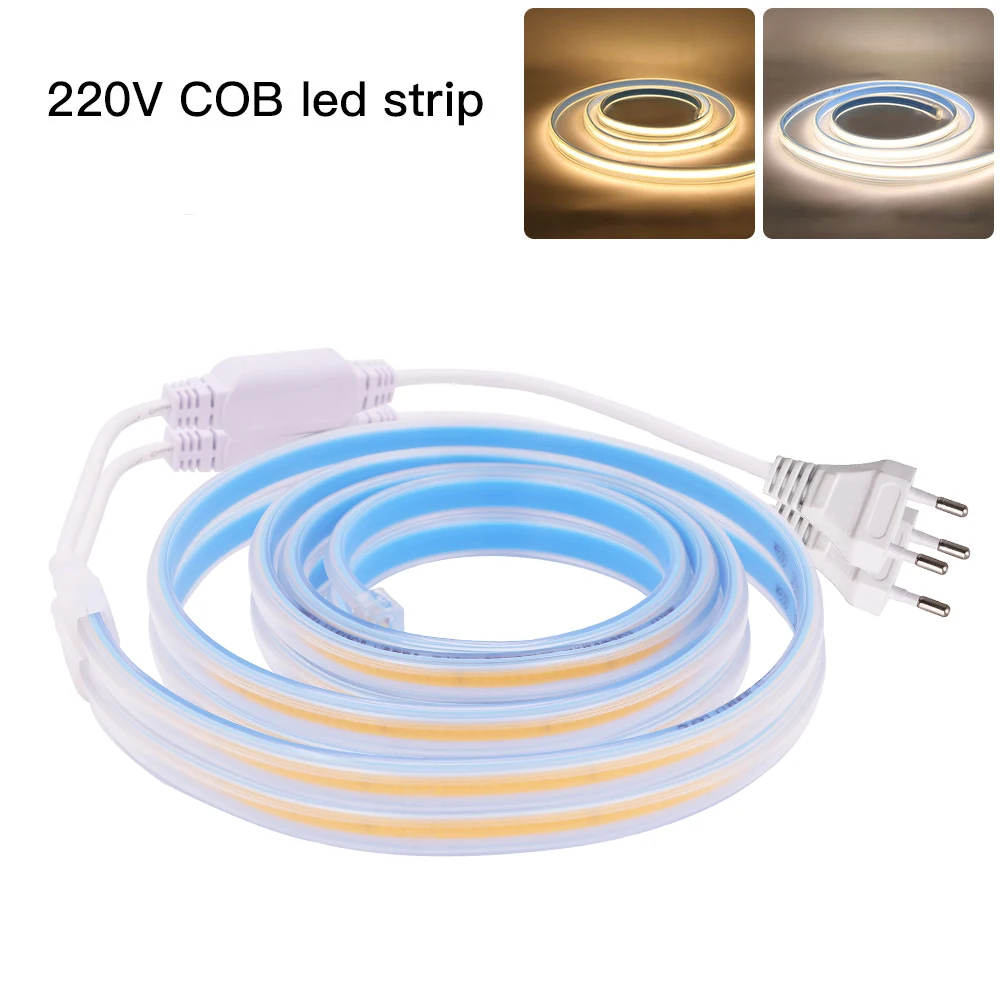 

Dimmable COB LED Strip Light AC 220V 280LEDs/m Flexible LED Tape IP67 Waterproof FOB LED Light RA90 3000K 4000K 6000K Rope Lamp