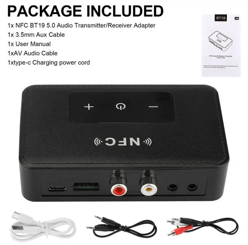 Приемник NFC Bluetooth 5 0 Беспроводной автомобильный стерео аудио приемник 3 мм AUX к 2 RCA