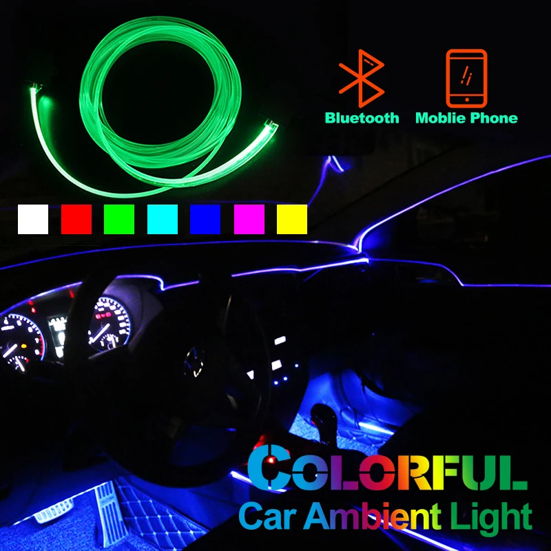 

Гибкие автомобильные атмосферные лампы, приложение, управление звуком, режим RGB, красочный Автомобильный интерьер, окружающий свет, декорат...