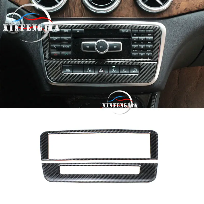 

For Mercedes-Benz CLA A GLA Class X156 C117 W176 13-17 2pc Real Carbon Fiber Center Control Panel Trim Cover