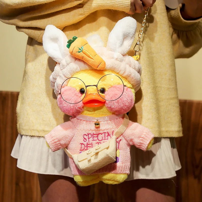 

30cm Duck Plush Duck Plush Bag Female Cute Hyaluronic Acid Wear Glasses Duck Toys Cartoon Doll Messenger Bag Gift for Girls