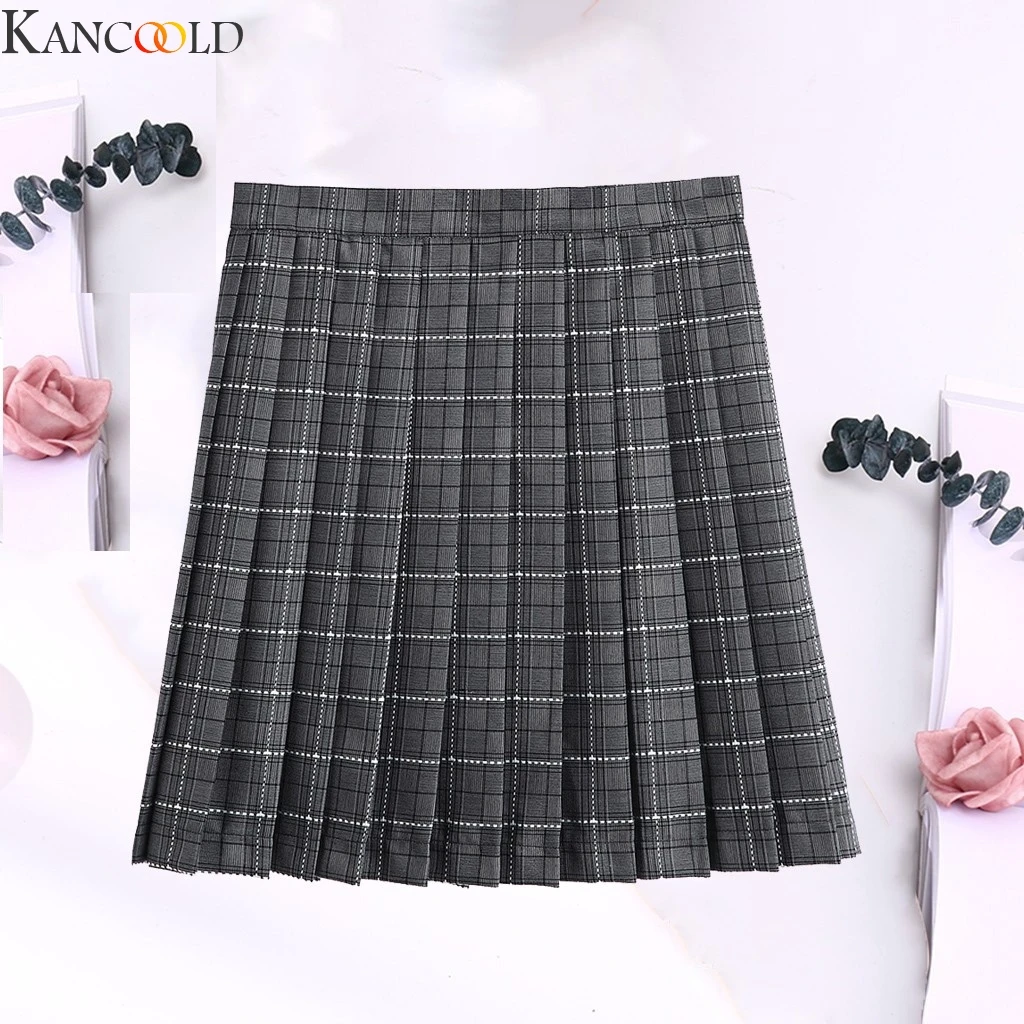Женская клетчатая юбка с завышенной талией плиссированная для студенток милое
