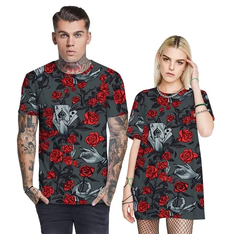 

2020 Summer Anime Men And Women Alien Theme Couple Lover Clothes Space 3D Printing Street Fashion Oversize Short-Sleeved Shirt