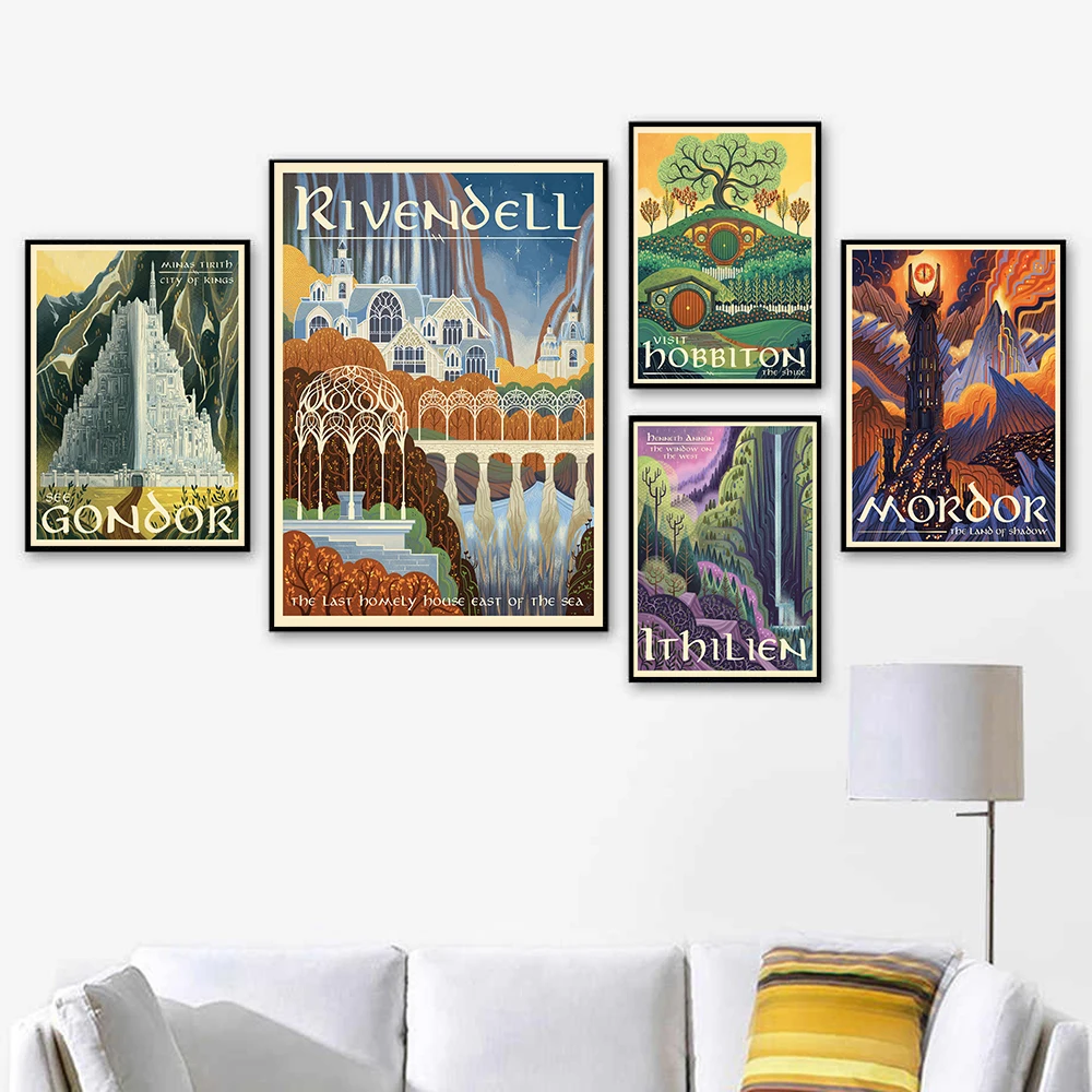 

Travel Middle Earth Landscape Canvas Wall Art Poster Nordic Print Painting Nature Decoration Pictures Modern Home Decor No Frame