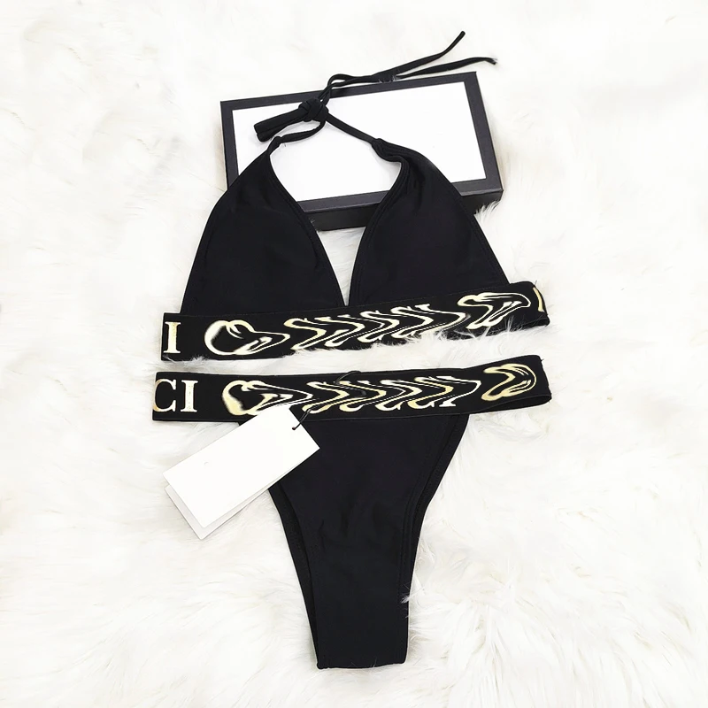 

2021 women's sexy new black split briefs bathing suit beach vacation bikini