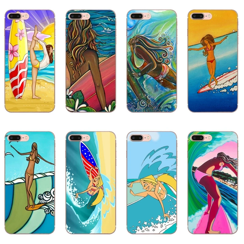 Силиконовый мягкий чехол с рисунком девушки для серфинга Huawei P30 P20 P10 P9 P8 pro Lite P Smart